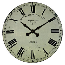 Roger Lascelles Greenwich Wall Clock, Dia.70cm, Cream